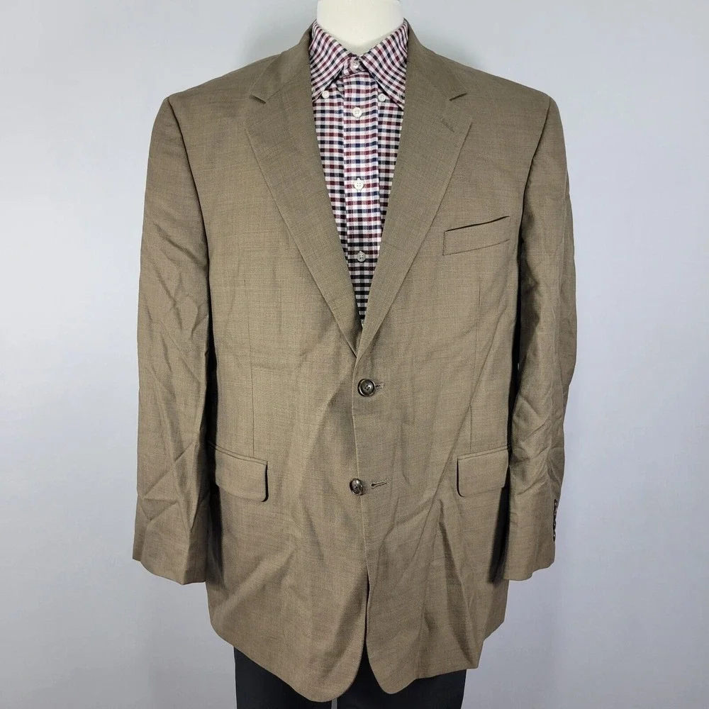 Stafford‎ Men's Sport Coat Blazer Two Button Brown Wool Size 48R